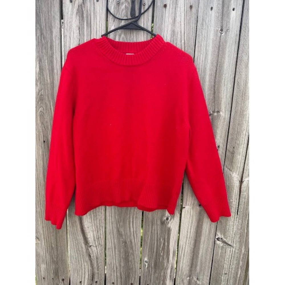 Classic A New Day Sweater Womens L Red Crewneck Long Sleeve Ribbed Knit Pullover